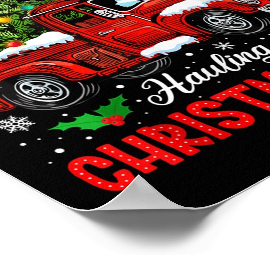 Little Red Truck Hauling A Christmas Tree Poster (Ecke)