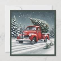 Little Red Truck Hauling Weihnachtsbaum