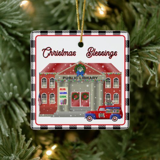 Little Red Truck Library Keramikornament (Baum)