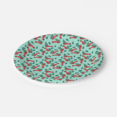 Little Red Truck Weihnachtsbaum Muster Grün Pappteller (Schrägansicht)