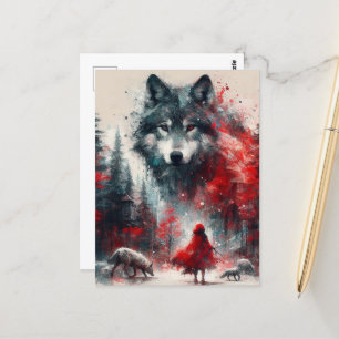 Little Red und ihre Wolf Pack Postkarte