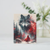 Little Red und ihre Wolf Pack Postkarte (Stehend Vorderseite)