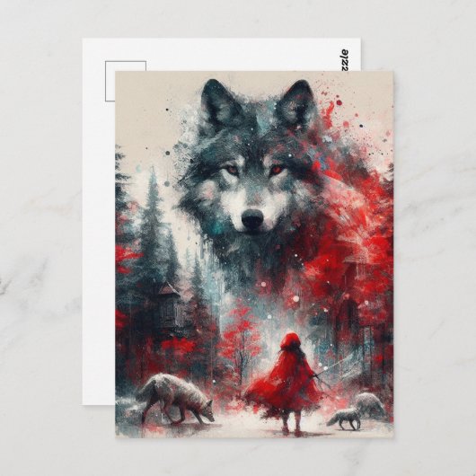 Little Red und ihre Wolf Pack Postkarte (Vorne/Hinten)