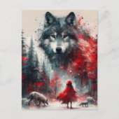 Little Red und ihre Wolf Pack Postkarte (Vorderseite)