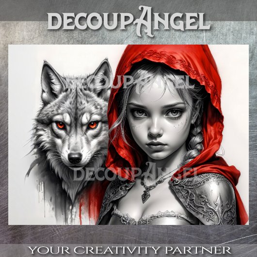 Little Red und Wolf #1 Decoupage Seidenpapier