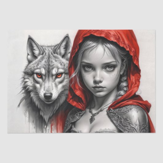 Little Red und Wolf #1 Decoupage Seidenpapier (Vorderseite)