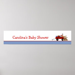 Little Red Wagon Baby Shower Banner Poster