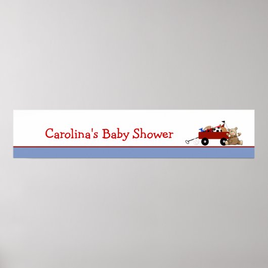 Little Red Wagon Baby Shower Banner Poster (Vorne)