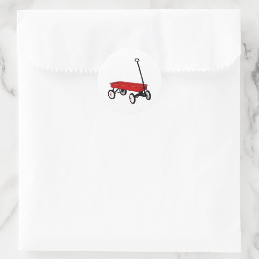 Little Red Wagon Runder Aufkleber (Tasche)