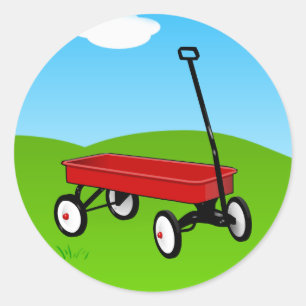 Little Red Wagon Runder Aufkleber