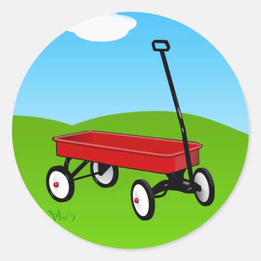 Little Red Wagon Runder Aufkleber (Vorderseite)