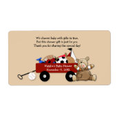 Little Red Wagon Teddy Bear Label Sticker - Groß (Vorne)
