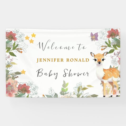 Little Reh, Big Joy Pink Blume Kinderdusche Thema Banner (Horizontal)