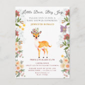 Little Reh, Big Joy Pink Blume Kinderdusche Thema Einladungspostkarte (Vorderseite)