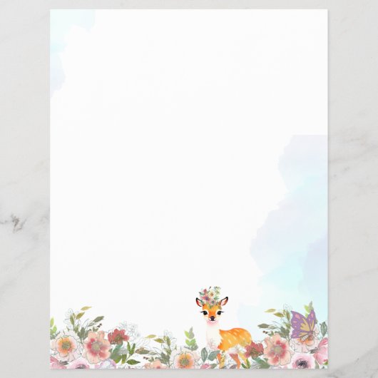 Little Reh, Big Joy Pink Blume Kinderdusche Thema Flyer (Hinten)