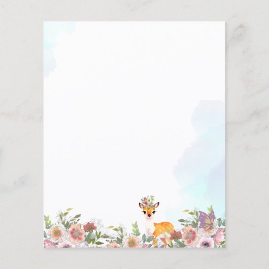 Little Reh, Big Joy Pink Blume Kinderdusche Thema Flyer (Hinten)