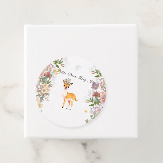 Little Reh, Big Joy Pink Blume Kinderdusche Thema Geschenkanhänger (Beispiel)