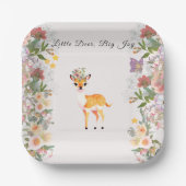 Little Reh, Big Joy Pink Blume Kinderdusche Thema Pappteller (Vorderseite)