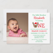 Little Reindeer Christmas 1. Geburtstag Einladung (Vorderseite)