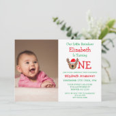 Little Reindeer Christmas 1. Geburtstag Einladung (Stehend Vorderseite)