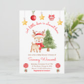 Little Reindeer Christmas Baby Shower Einladung (Stehend Vorderseite)