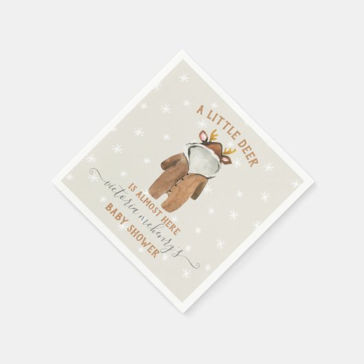 Little Reindeer Christmas Winter Baby Shower Serviette (Ecke)