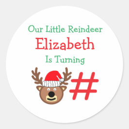 Little Reindeer Kindergeburtstag Runder Aufkleber