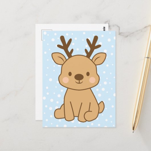 Little Reindeer Postkarte (Vorderseite/Rückseite Beispiel)