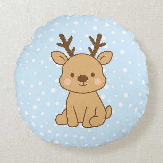 Little Reindeer Rundes Kissen (Vorderseite)
