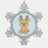 Little Reindeer Schneeflocken Zinn-Ornament (Vorderseite)