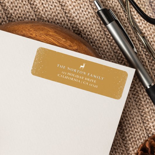 Little Reindeer Simple Snowflakes Ocher Weihnachte