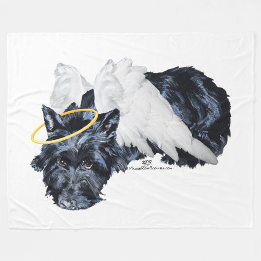 Little Resting Scottie Angel Fleecedecke (Vorderseite (Horizontal))