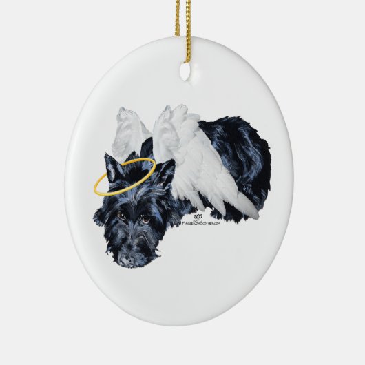 Little Resting Scottie Angel Keramikornament (Rechts)