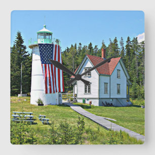 Little River Lighthouse, Maine Clock Quadratische Wanduhr