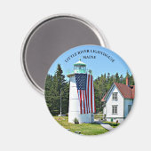 Little River Lighthouse, Maine Round Magnet (Vorderseite/Rückseite)
