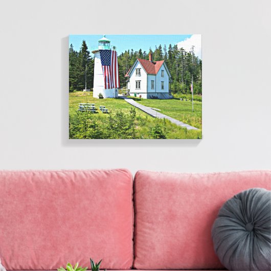 Little River Lighthouse, Maine Wrapped Canvas Leinwanddruck (Insitu (Wohnzimmer))