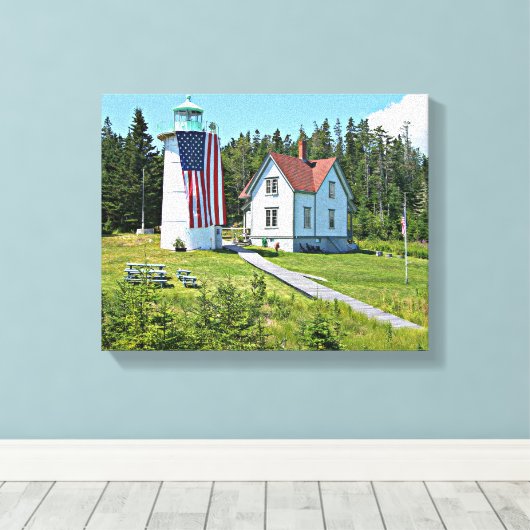 Little River Lighthouse, Maine Wrapped Canvas Leinwanddruck (Insitu (Holzboden))