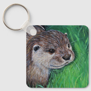 Little River Otter Painting Keychain Schlüsselanhänger