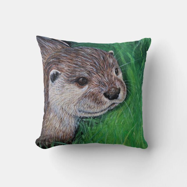 Little River Otter Painting Kissen (Vorderseite)