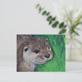 Little River Otter Painting Postkarte (Stehend Vorderseite)