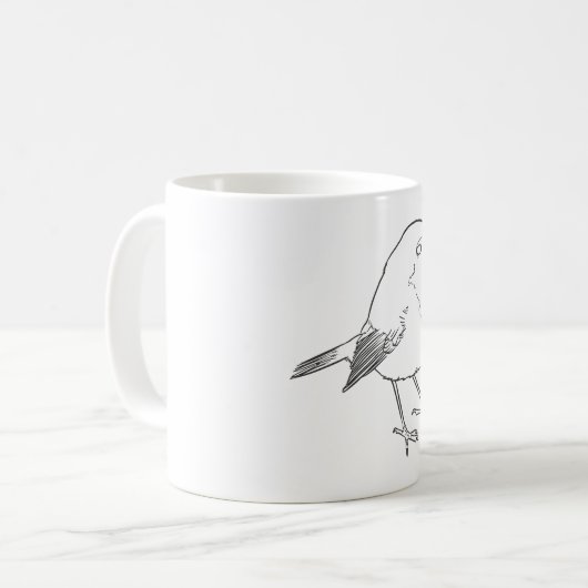 Little robin bird lineart kaffeetasse (Vorderseite Links)