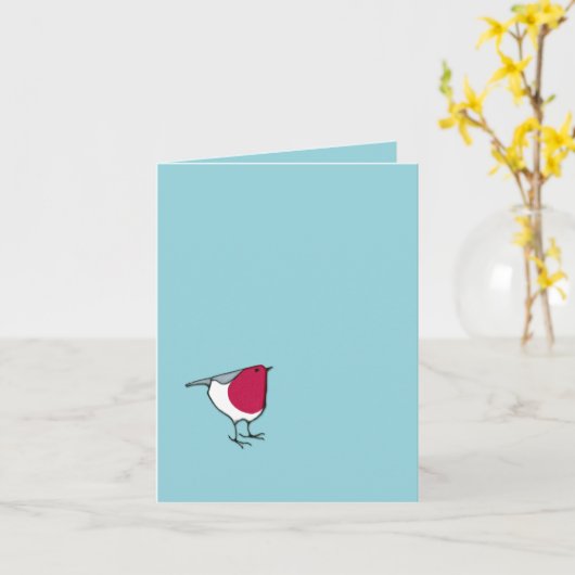 Little Robin Blue Note Card Karte (Gelbe Blume)