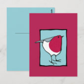 Little Robin Blue Postcard Postkarte (Vorne/Hinten)