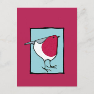 Little Robin Blue Postcard Postkarte