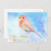Little Robin Watercolour Painting Postkarte (Vorne/Hinten)