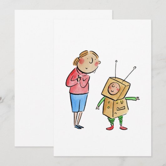 Little Robot Einladung (Vorne/Hinten)