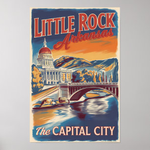 Little Rock Arkansas malerische Reise Kunst Vintag Poster