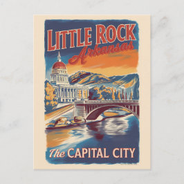 Little Rock Arkansas Painterly Travel Art Vintag Postkarte