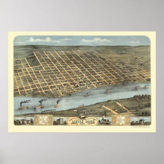 Little Rock, Arkansas Panorama Karte - 1871 Poster (Vorne)
