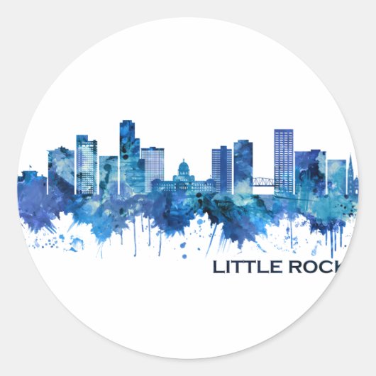 Little Rock Arkansas Skyline Blue Runder Aufkleber (Vorderseite)
